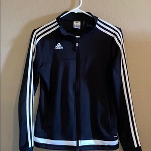 Black and white striped adidas jacket